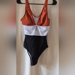 Cupshe Orange and White Swimsuit